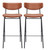Set of Two 26" Brown And Black Faux Leather And Steel Counter Height Bar Chairs