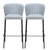 Set of Two 29" Gray And Black Faux Leather And Steel Bar Height Bar Chairs