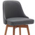 30" Gray and Wood Brown Faux Leather with Solid Wood Swivel Bar Height Bar Chair