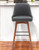 30" Gray and Wood Brown Faux Leather with Solid Wood Swivel Bar Height Bar Chair