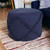 18" Blue Cotton Cylinder Geometric Pouf Ottoman