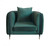32" Green And Black Velvet Arm Chair