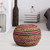 20" Rainbow Cotton Blend Round Striped Pouf Ottoman
