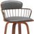 30" Gray And Wood Brown Faux Leather Swivel Low Back Bar Height Bar Chair