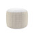 18" White Jute Blend Round Geometric Pouf Ottoman