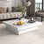 39" White Faux Marble Wood Square Coffee Table With Storage