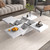 39" White Faux Marble Wood Square Coffee Table With Storage