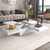 39" White Faux Marble Wood Square Coffee Table With Storage