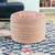 18" Pink Fabric Cylinder Striped Pouf Ottoman