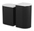 Set of Two Black And White Solid Wood And Marble Oval Block End Tables