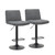Set of Two Gray and Black Fabric and Metal Low Back Adjustable Height Bar Chairs