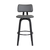 30" Gray And Black Faux Leather Swivel Low Back Bar Height Bar Chair