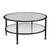 36" Black Glass And Metal Round Coffee Table
