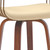 26" Cream And Wood Brown Faux Leather Swivel Counter Height Bar Chair