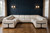Light Gray Italian Leather Power Reclining U Shaped Eight Piece Corner Sectional With Console Decor