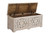 52" White Distressed Solid Wood Carved Floral Storage Ottoman - 880016555936