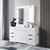 62" White Wood And Glass Six Drawer Vanity Table With Mirror Seating And Lights