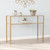 43" Clear and Gold Glass Console Table With Shelves