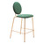 Set of Two 26" Green and Gold Velvet and Steel Counter Height Bar Chairs