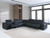 Black Italian Leather Power Reclining U Shaped Seven Piece Corner Sectional With Console