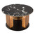 30" Black and Brown Genuine Marble Marble and Solid Wood Round Coffee Table