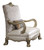 34" Pearl and Gold Faux Leather Floral Arm Chair And Toss Pillow