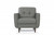 35" Gray and Black Genuine Leather Tufted Arm Chair