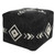 18" Black Cotton Geometric Pouf Ottoman Home Accent