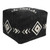 18" Black Cotton Geometric Pouf Ottoman Home Accent