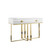 47" White Wood and Gold Stainless Steel Sled Console Table With Two Drawers