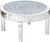 31" Silver Mirrored Glass and Faux Crystal Round Coffee Table
