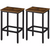 Set of Two 26" Brown and Black Steel and Wood Backless Counter Height Bar Chairs