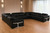 Black Italian Leather Power Reclining U Shaped Twelve Piece Sectional With Console