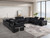 Black Italian Leather Power Reclining U Shaped Twelve Piece Sectional With Console