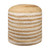 18" Natural And White Jute Blend Cylinder Striped Pouf Ottoman