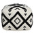 18" White Cotton Geometric Pouf Ottoman