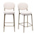 Set of Two 29" White and Gold Velvet and Metal Low Back Bar Height Bar Chairs