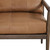 28" Brown Genuine Leather and Solid Wood Arm Chair