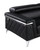 89" Black Italian Leather Sofa With Silver Legs