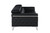 89" Black Italian Leather Sofa With Silver Legs
