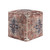18" Navy Blue and Terra Cotta Upholstered Medallion Pouf Ottoman - Navy Blue & Terra Cotta