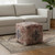 18" Navy Blue and Terra Cotta Upholstered Medallion Pouf Ottoman - Navy Blue & Terra Cotta
