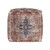 18" Navy Blue and Terra Cotta Upholstered Medallion Pouf Ottoman - Navy Blue & Terra Cotta