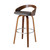 30" Gray and Brown Faux Leather and Iron Low Back Bar Height Swivel Bar Chair