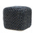 16" Black Fabric Geometric Pouf Ottoman
