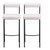 Set of Two 30" Ivory and Black Shearling and Steel Low Back Bar Height Bar Chairs