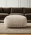 36" Beige and Cream Chenille Damask Pouf Ottoman