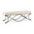 55" Cream and Nickel Fabric and Metal Upholstered Bench