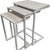 Set of Three Antiqued White Solid Wood and Steel Frame Nested Tables