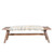 50" White and Brown Cotton Upholstered Striped Bench
